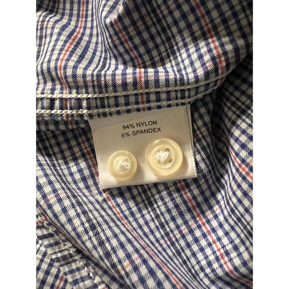 Peter Millar Summer Comfort Shirt 2XL XXL Blue White Nylon Gingham Crown Outdoor - Picture 6 of 9